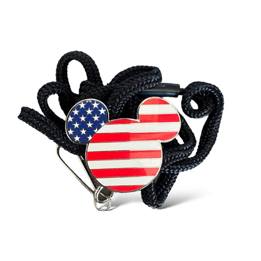 DEC Mickey Head American Flag Bolo Lanyard