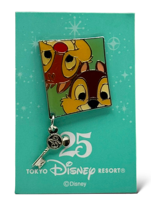 TDR 25th Anniversary Character Sketch Chip n' Dale Dangle Pin