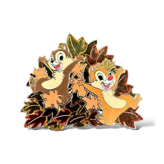 DSSH Jumping in Fall Leaves Chip n' Dale Pin