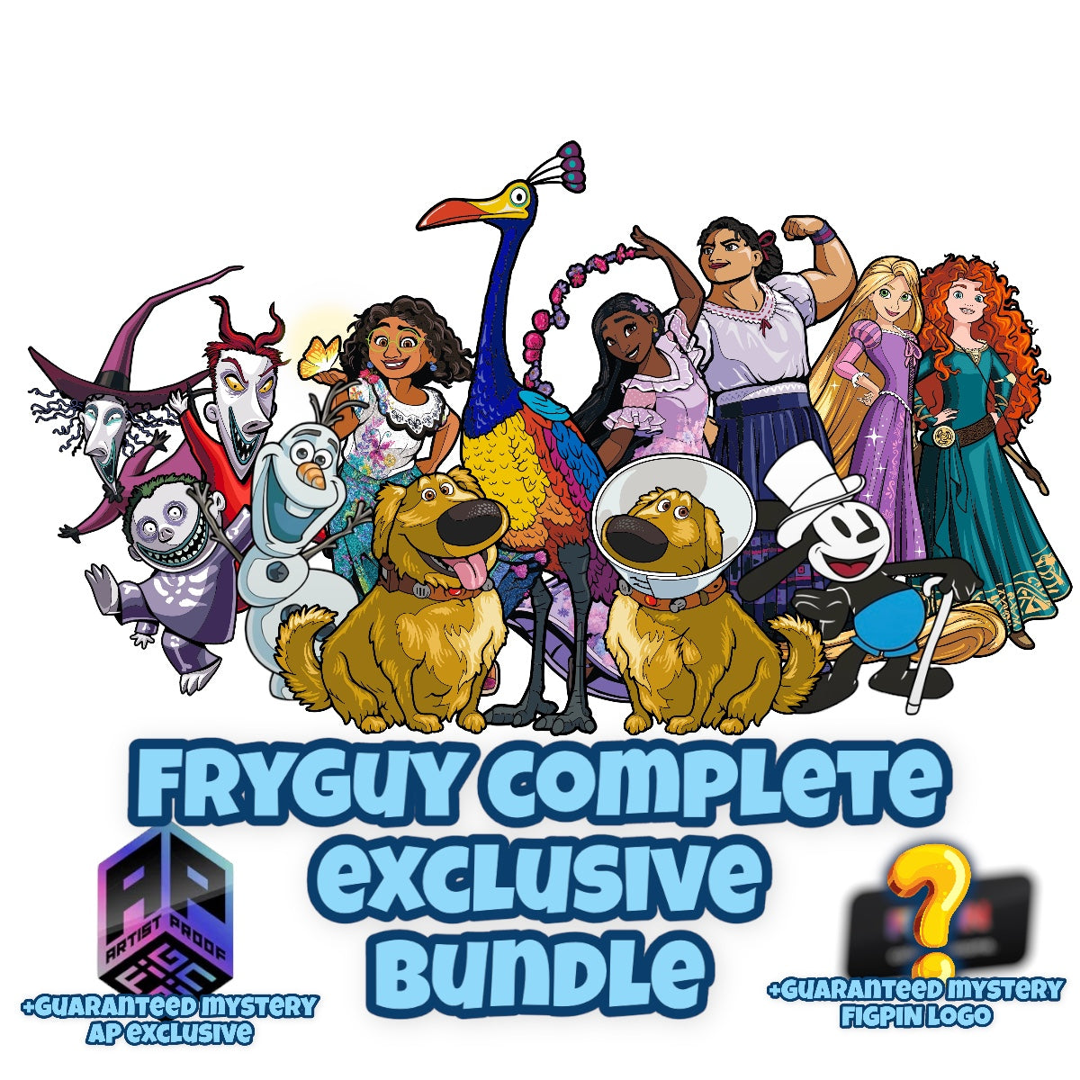 Complete FryGuy Pins Exclusive FiGPiN Bundle +Guaranteed FryGuy AP Mystery FiGPiN and FiGPiN Logo