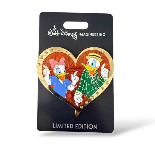 WDI Valentine Jeweled Heart Daisy and Donald Pin