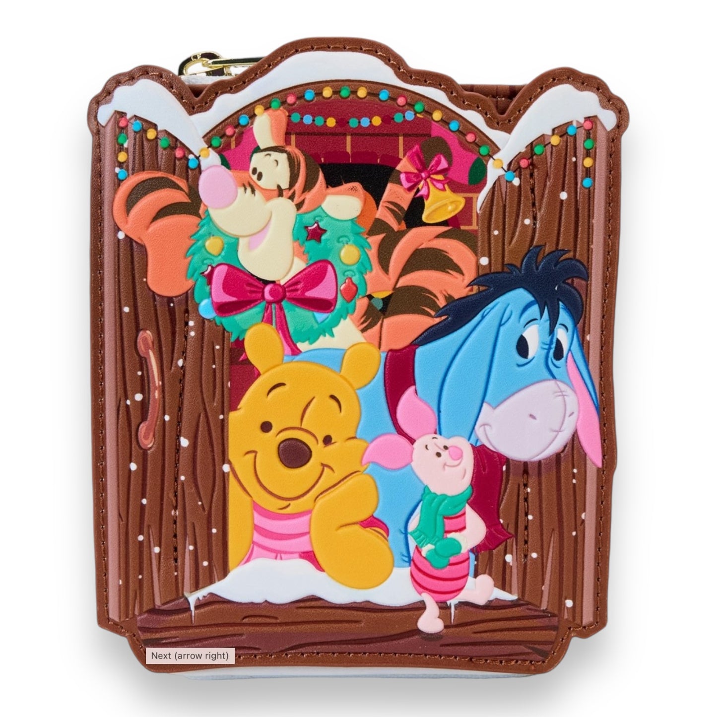 Winnie the Pooh Holiday Scene Pooh and Friends Zip-Around Wallet