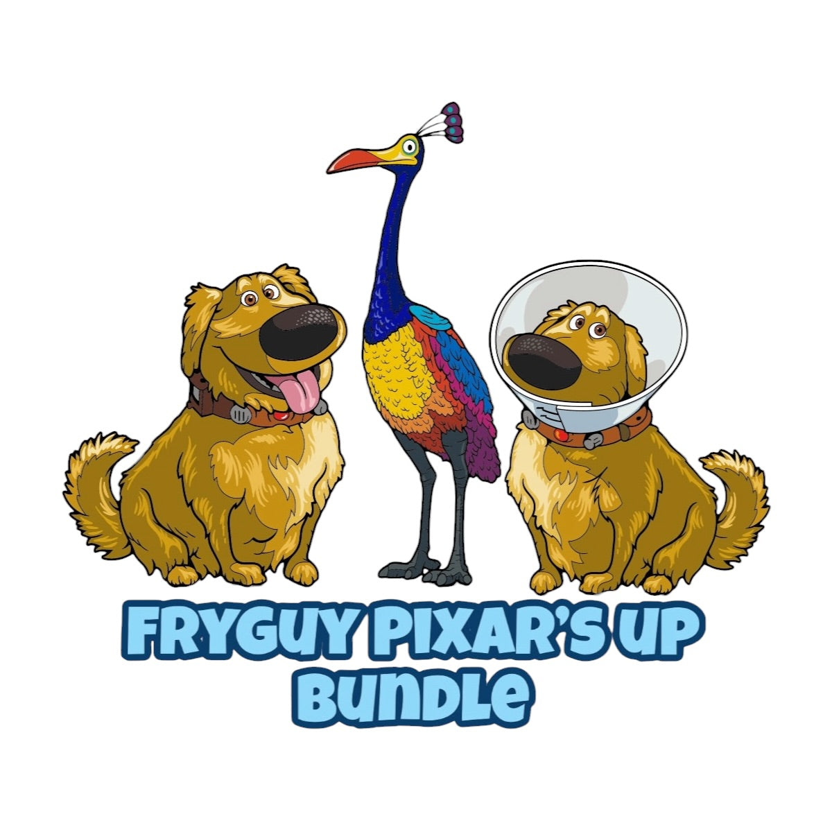 Pixar's Up Bundle Kevin, Dug, and Cone of Shame Dug FiGPiN – FryGuy Pins Exclusive
