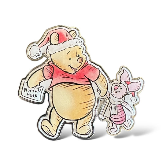 DLRP Christmas Santa Hat Winnie the Pooh and Piglet Walking Pin