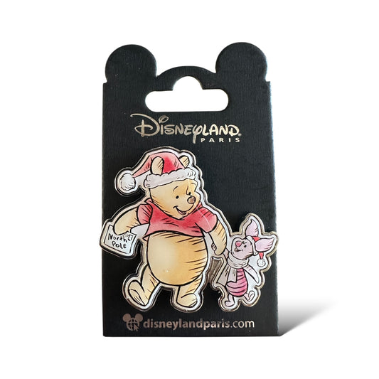 DLRP Christmas Santa Hat Winnie the Pooh and Piglet Walking Pin