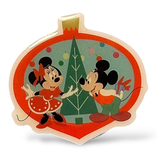 Disney Parks Mickey and Minnie Christmas Ornament Frame Pin