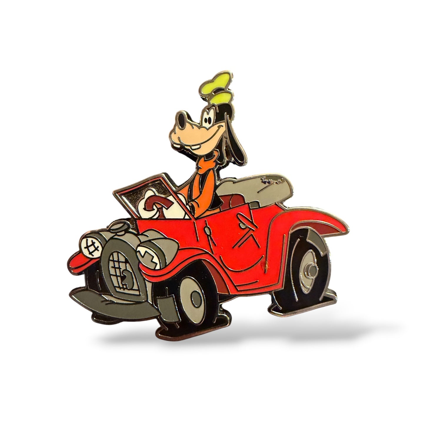 Disney Parks Goofy Driving Red Car with Flat Tires Pin