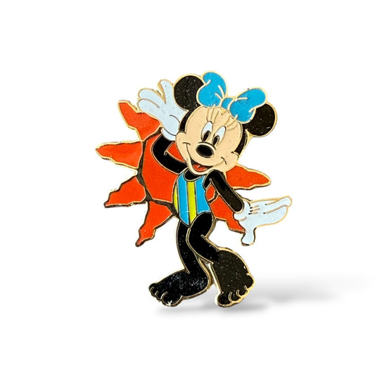 Cast Lanyard Bathing Beauty Minnie Standing with Orange Sun Hidden Mickey Pin