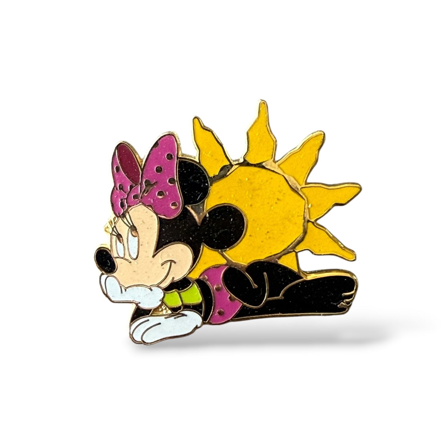 Cast Lanyard Bathing Beauty Minnie Lying Down in Pink Suit Hidden Mickey Pin