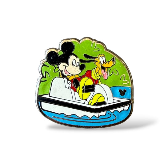 Cast Lanyard Recreation Pluto and Mickey Paddle Boat Hidden Mickey Pin