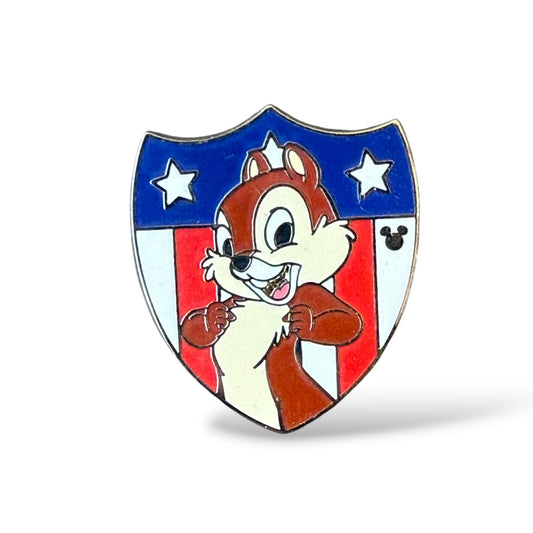Cast Lanyard Patriotic Shields Chip Hidden Mickey Pin