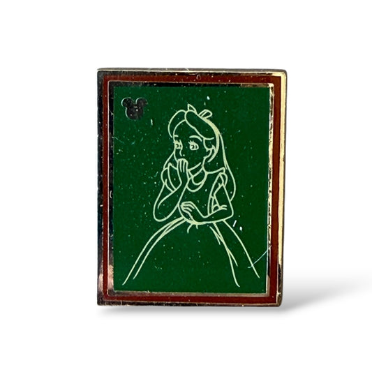 Cast Lanyard Chalk Sketches Alice Hidden Mickey Pin