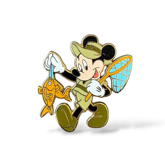 Cast Lanyard Gone Fishing Mickey with a Net and Fish Hidden Mickey Pin