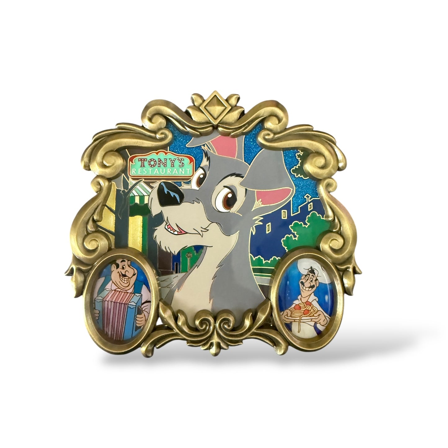 WDI 70th Anniversary Lady and the Tramp Jumbo Frames Tramp with Tony and Chef Joe Pin