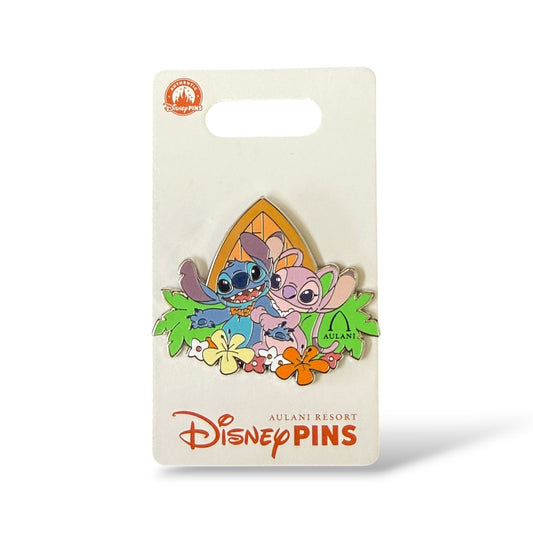 Disney Parks Aulani Stitch and Angel Flowers Pose Pin