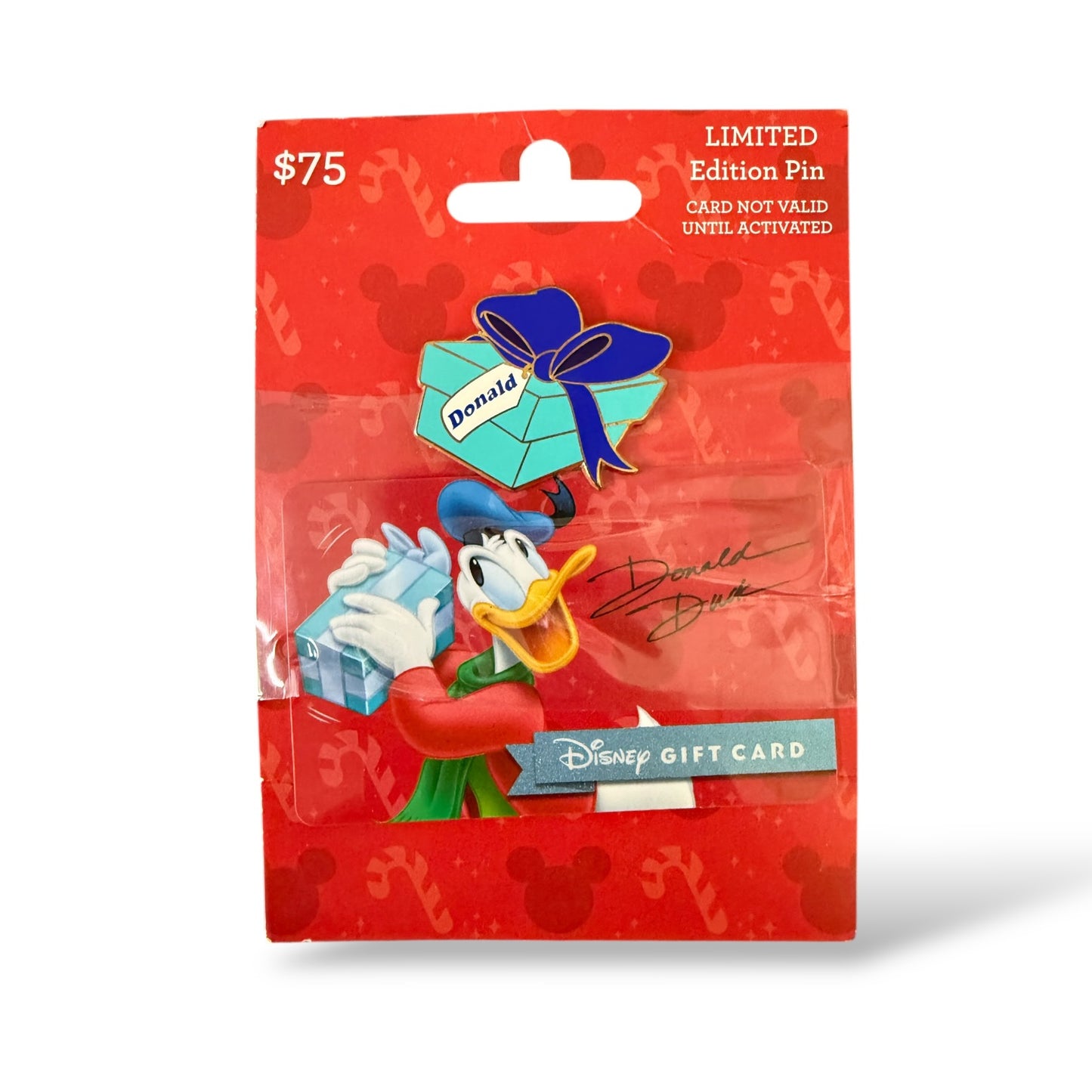 Disney Parks Donald Blue Present Gift Card Pin