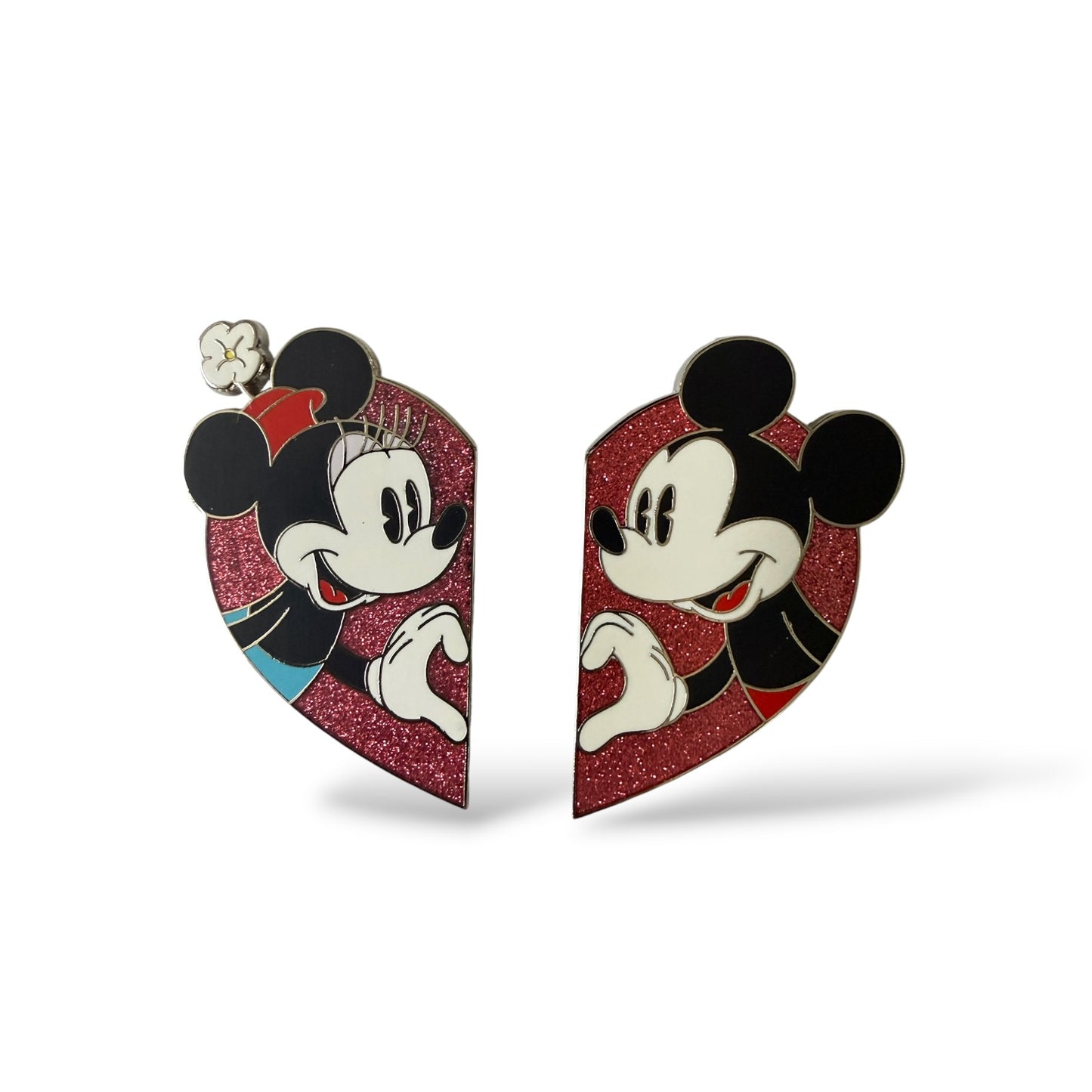 Disney Store Mickey and Minnie Heart Pin Set