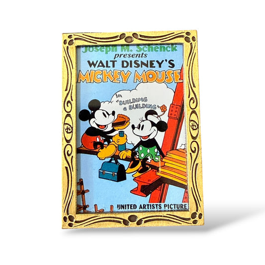 WDW Nostalgia Movie Poster Building a Building Mickey and Minnie Pin