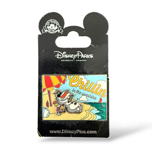 Disney Parks Olaf Chillin' in the Sunshine Summer Beach Postcard Pin