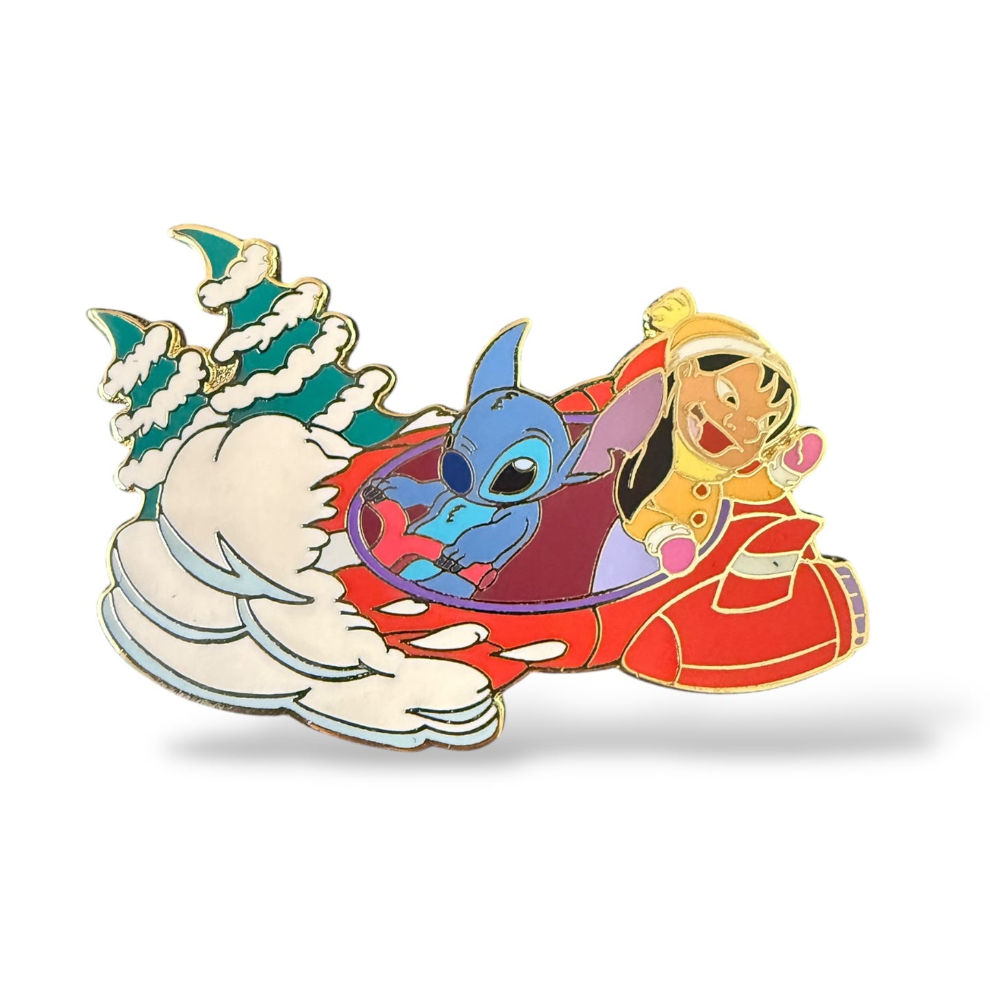 Disney Shopping Snow Lilo and Stitch Flying Spaceship Pin