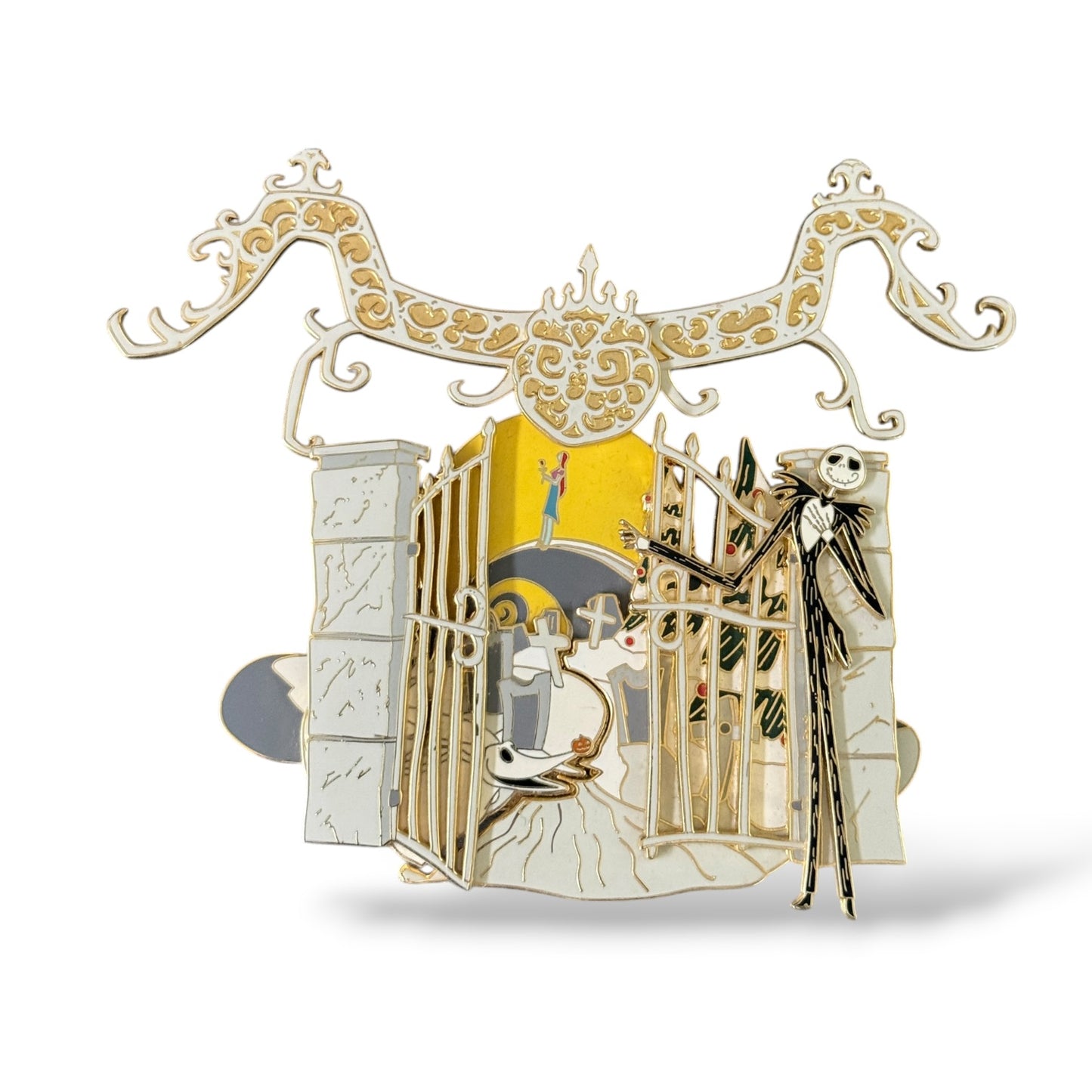 Disney Shopping Nightmare Before Christmas Jack Skellington and Zero Cemetery Gates Jumbo Pin
