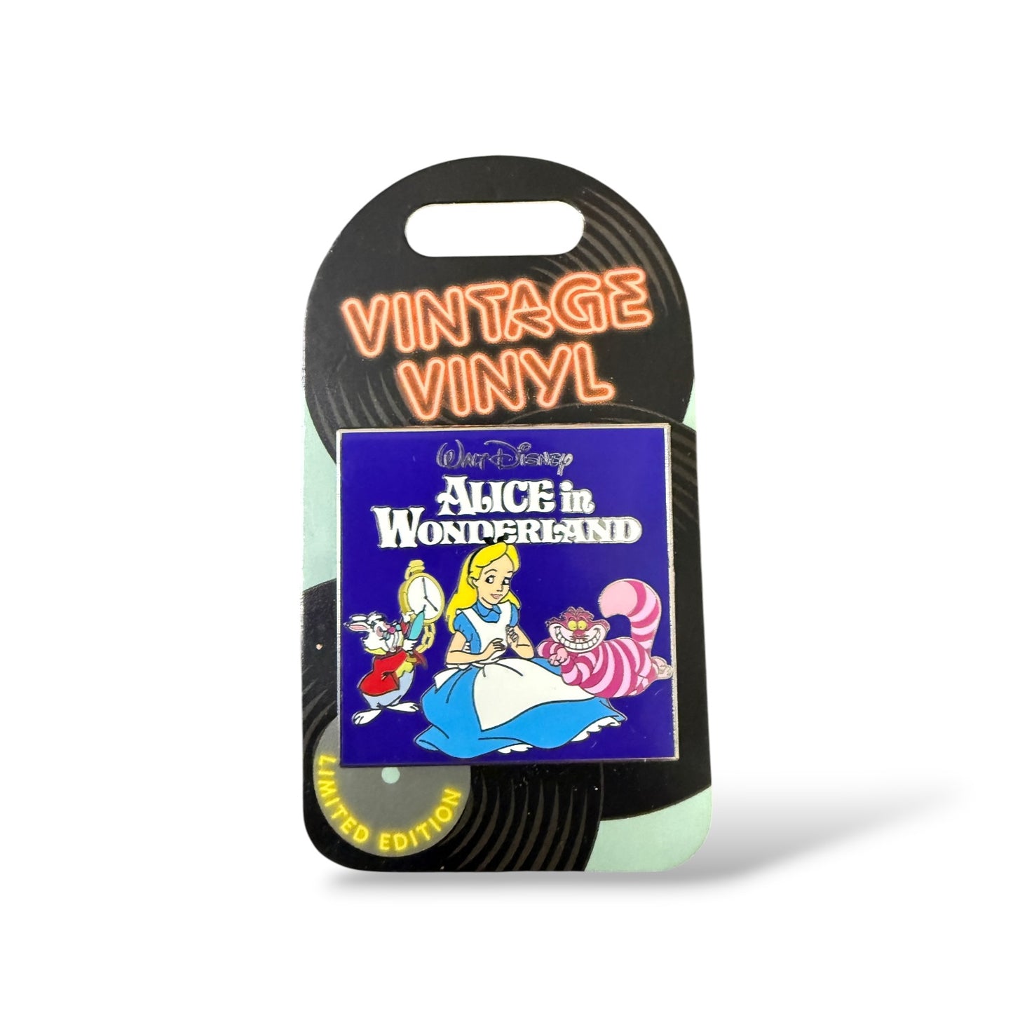 Disney Parks Vintage Vinyl Alice, White Rabbit and Cheshire Alice in Wonderland Pin