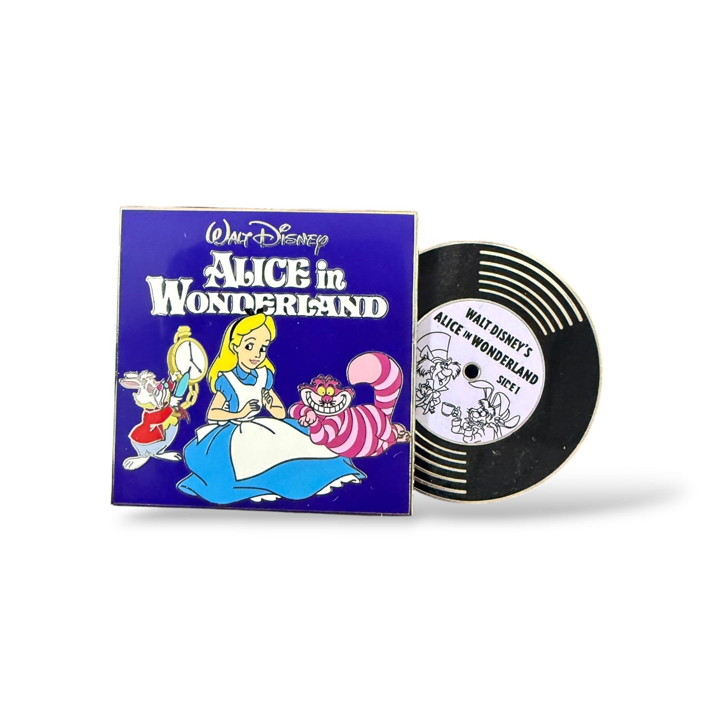 Disney Parks Vintage Vinyl Alice, White Rabbit and Cheshire Alice in Wonderland Pin