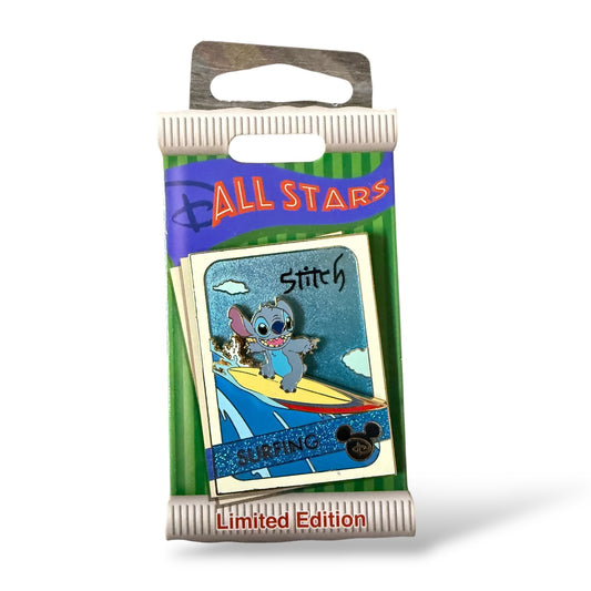 Disney Parks All Stars Trading Cards Stitch Surfing Pin