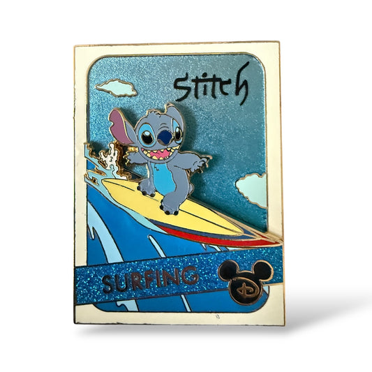 Disney Parks All Stars Trading Cards Stitch Surfing Pin