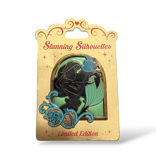 Disney Store Stunning Silhouette The Little Mermaid Ariel and Flounder Pin