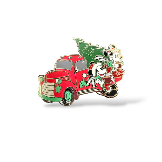 Disney Parks Mickey and Minnie Christmas Tree Red Truck Pin
