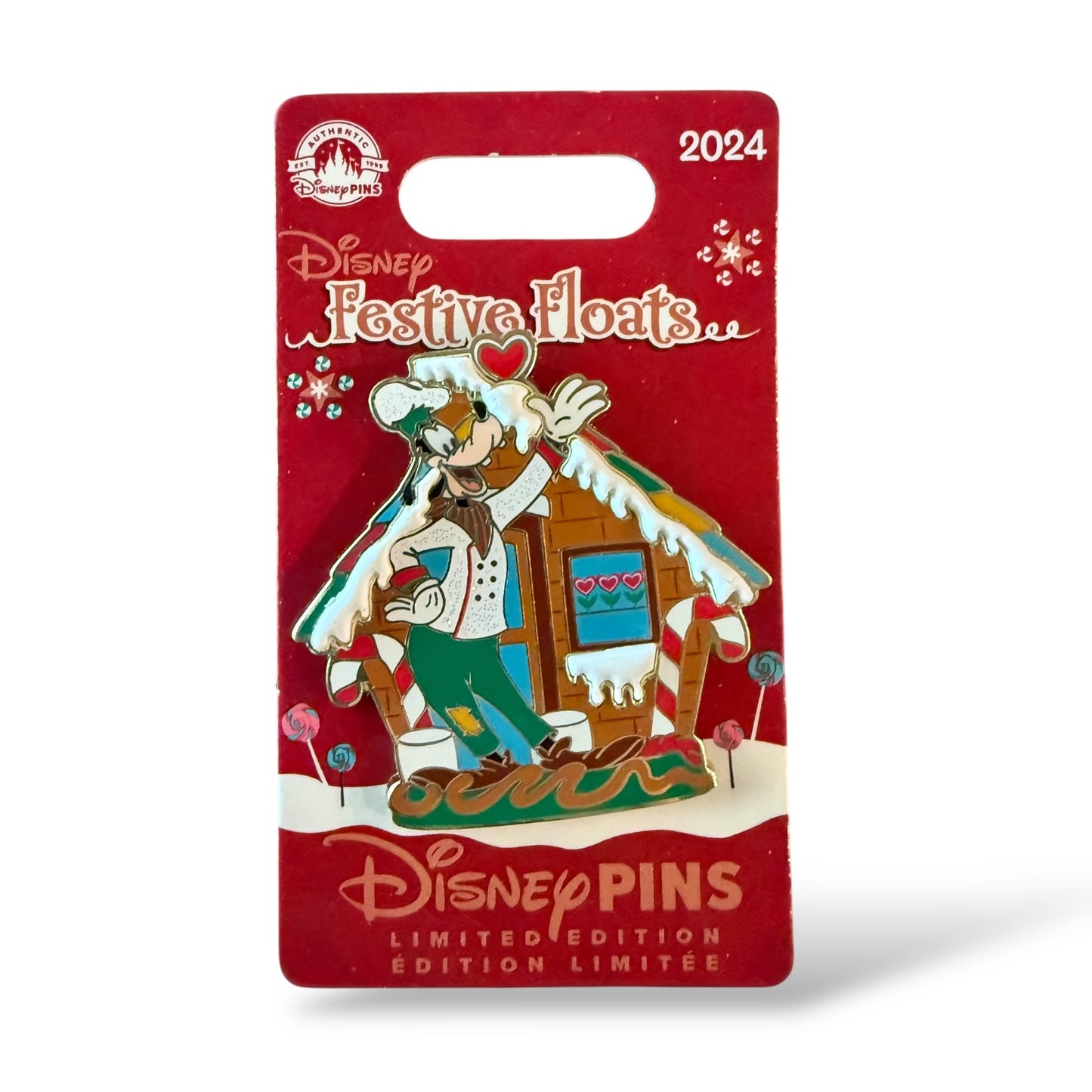 Disney Parks Christmas Holiday Parade Collection Baker Goofy on Float Gingerbread House Pin