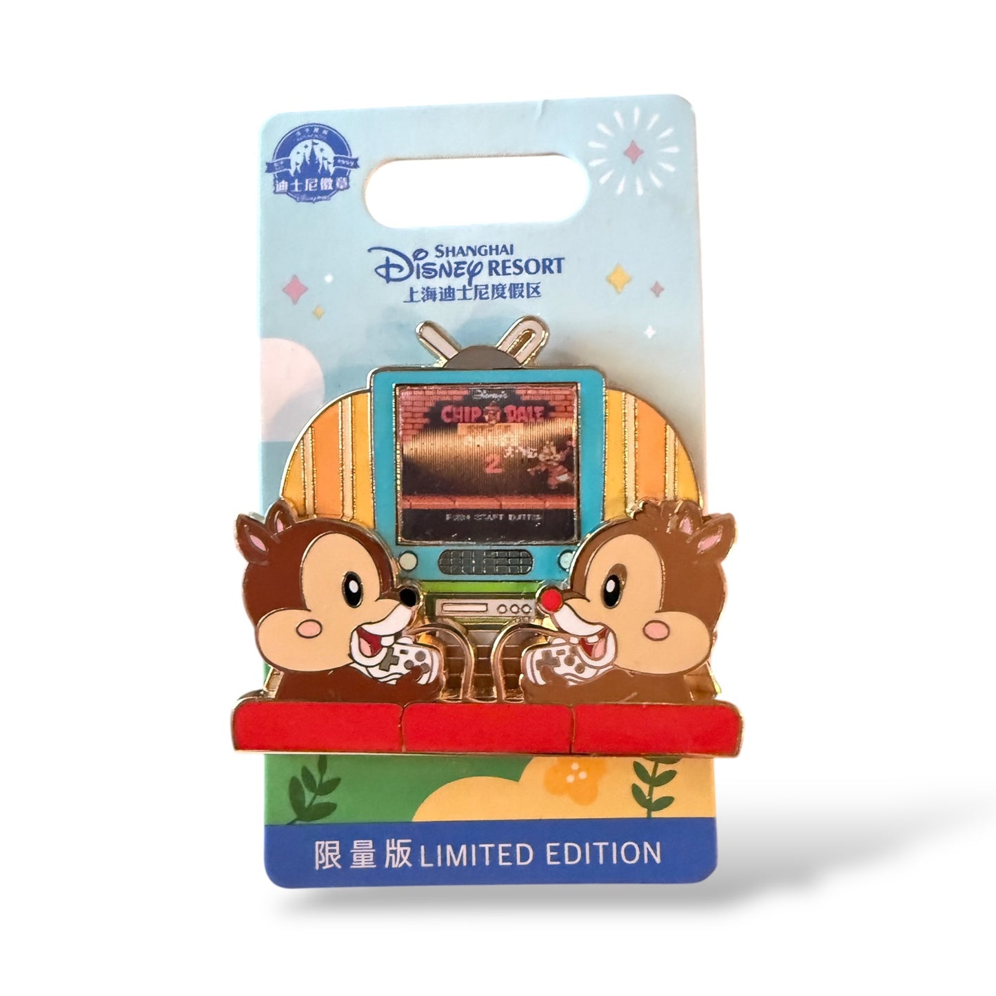 SDR Pin Trading Fun Day 2024 Characters Playing Cute Chip and Dale Rescue Rangers Video Game Pin