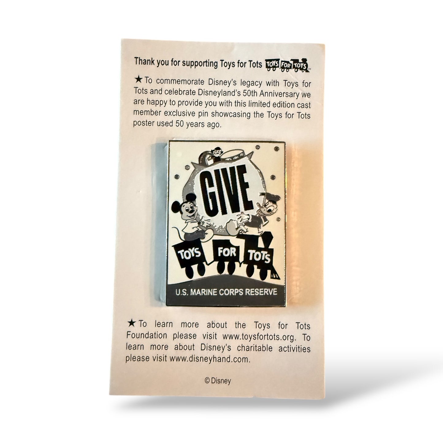 DEC Mickey Mouse and Donald Duck Give Toys for Tots U.S. Marine Corps Reserve Pin