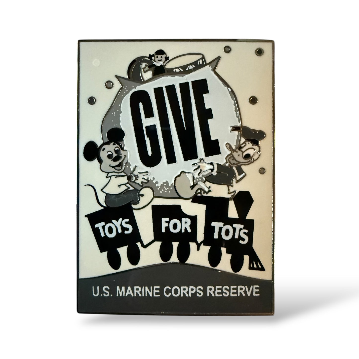 DEC Mickey Mouse and Donald Duck Give Toys for Tots U.S. Marine Corps Reserve Pin