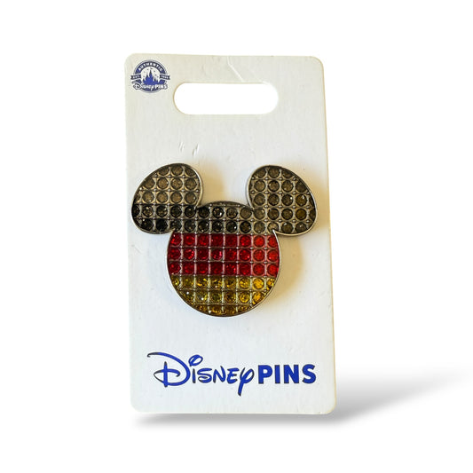 Disney Parks Mickey Head Icon Jeweled Red, Yellow, Black Pin