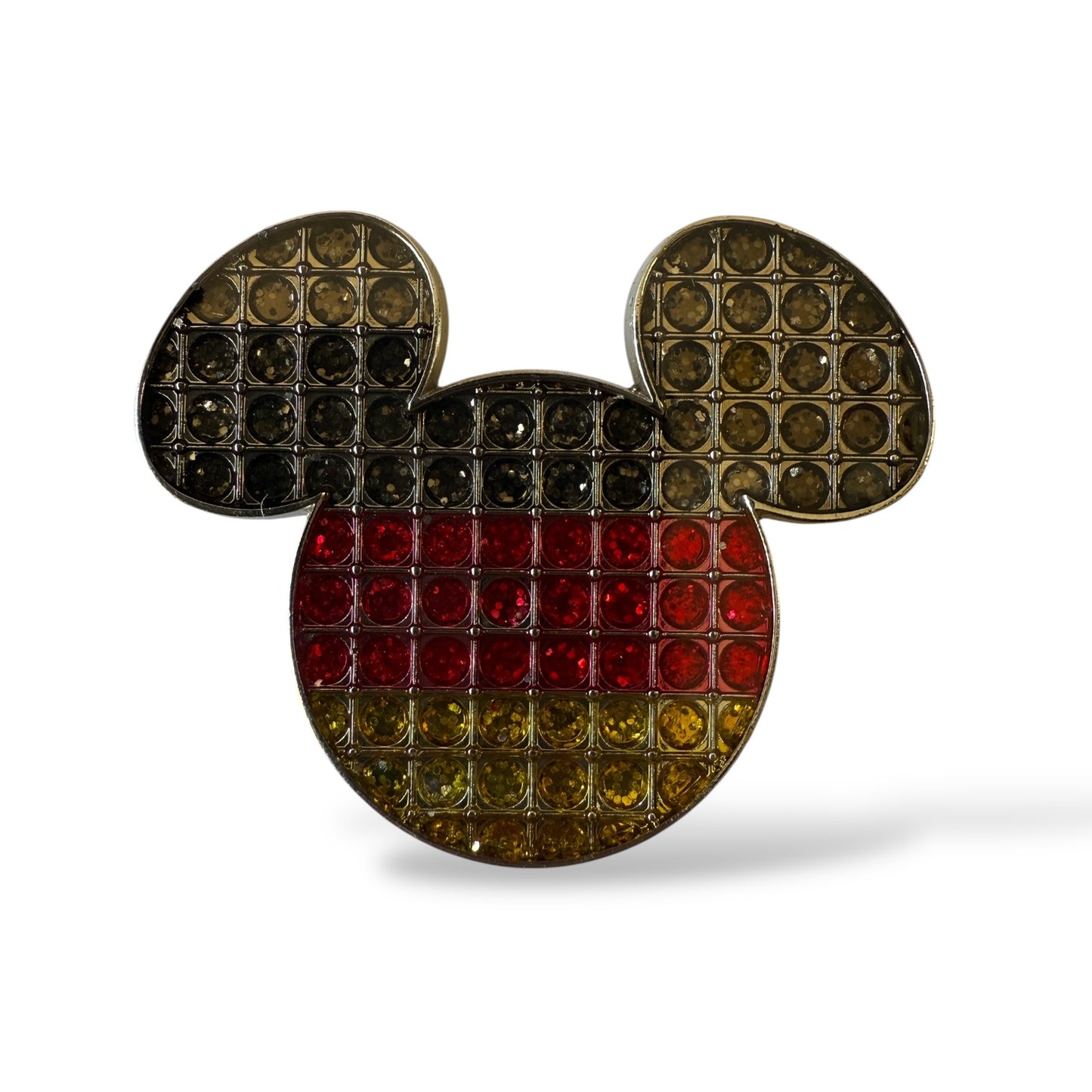 Disney Parks Mickey Head Icon Jeweled Red, Yellow, Black Pin