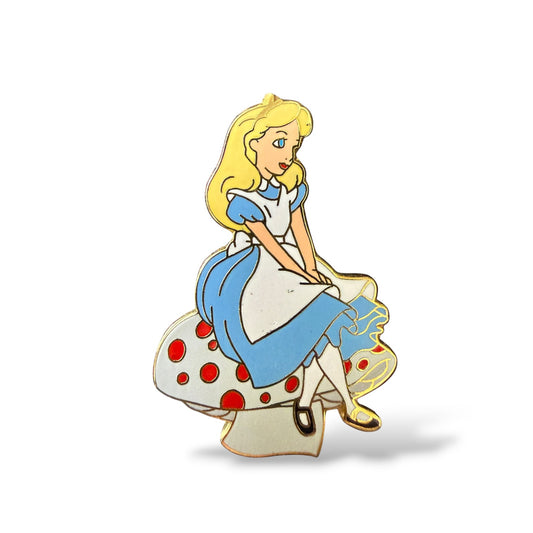 Disney Parks Core Character Alice Sitting on a Mushroom Blue Petticoat Ruffles Pin