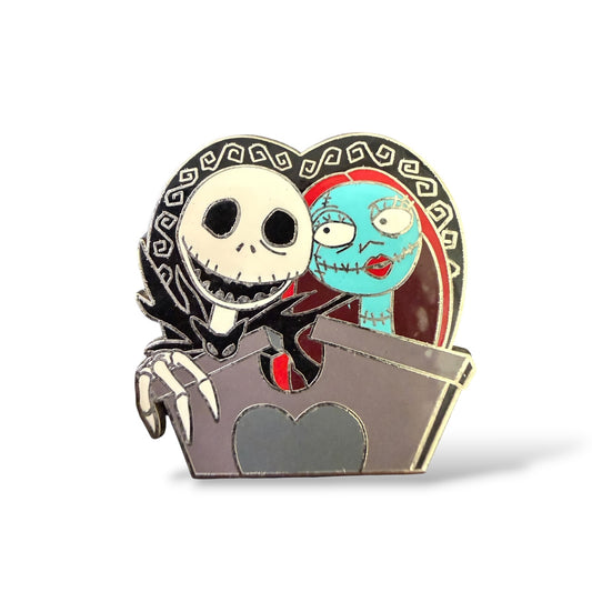 Disney Parks Nightmare Before Christmas Deluxe Starter Jack Skellington and Sally Tombstone Heart Pin