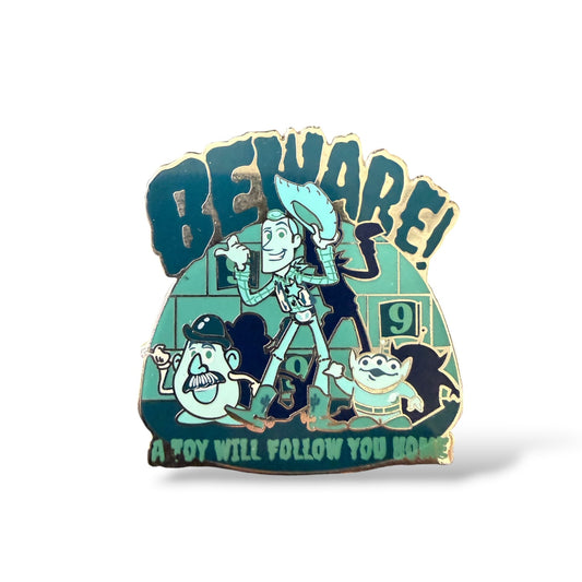 Disney Parks Toy Story Beware! A Toy Will Follow You Home Pin