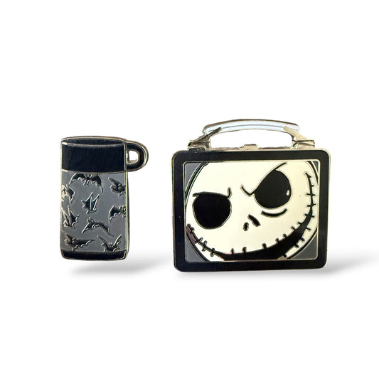 Disney Parks Jack Skellington Lunchbox and Thermos Pin Set