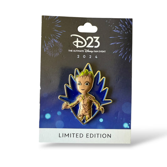 D23 Blue Stained Glass Guardians of the Galaxy Baby Groot Pin