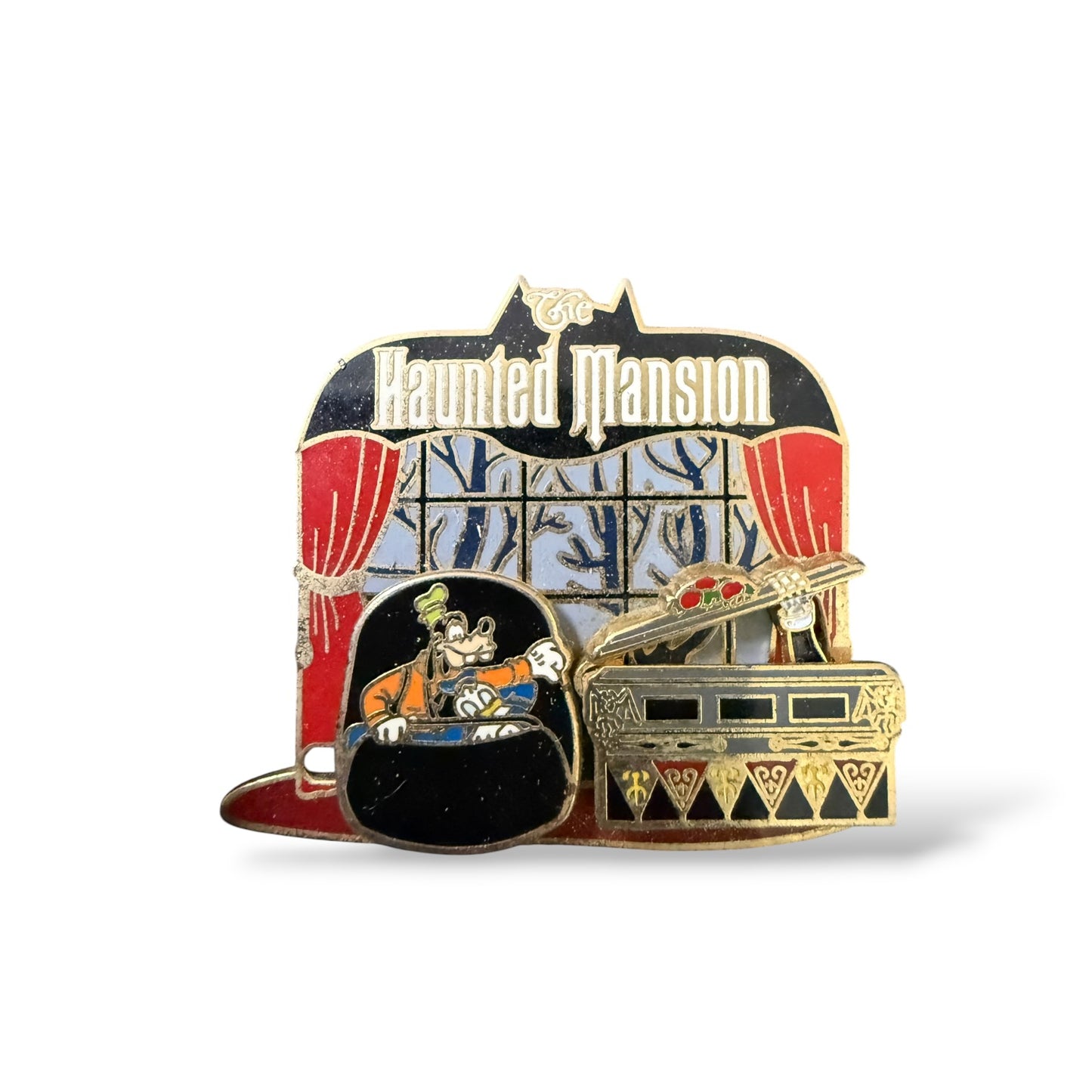 Disney Parks Haunted Mansion Goofy and Donald Doom Buggy Slider Pin