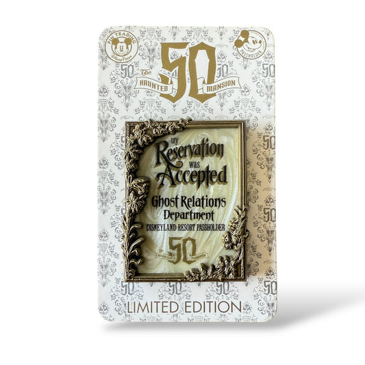 DLR Haunted Mansion 50th Anniversary My Reservation Was Accepted Ghost Relations Department Pin