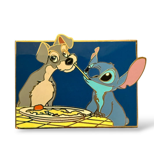 Disney Auctions Invasion Stitch and Tramp Spaghetti Scene Pin