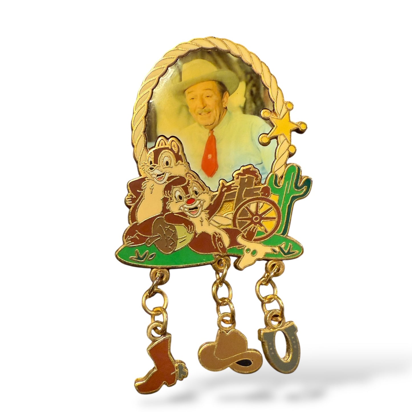 Disney Parks Walt Disney with Chip n' Dale Cowboy Hat Dangles Pin