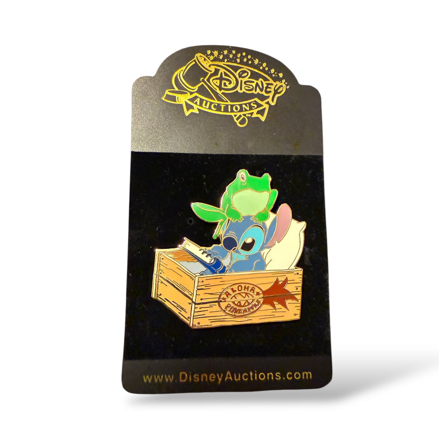 Disney Auctions Stitch in a Pineapple Box with Frog Pin