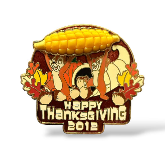 Disney Parks Happy Thanksgiving 2012 Chip n' Dale Pin