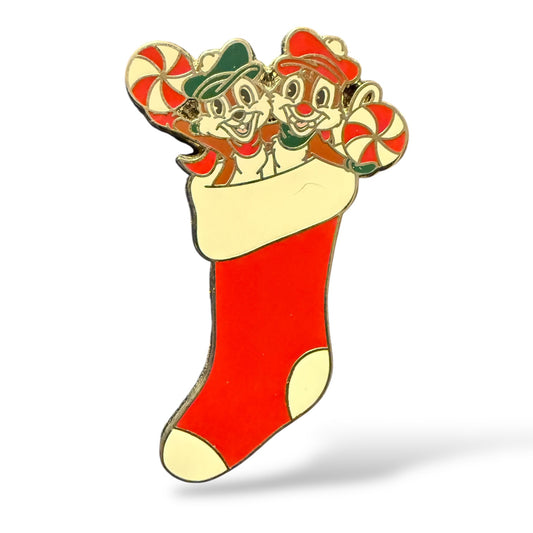 Disney Parks Christmas Stocking Holiday Chip n' Dale Pin