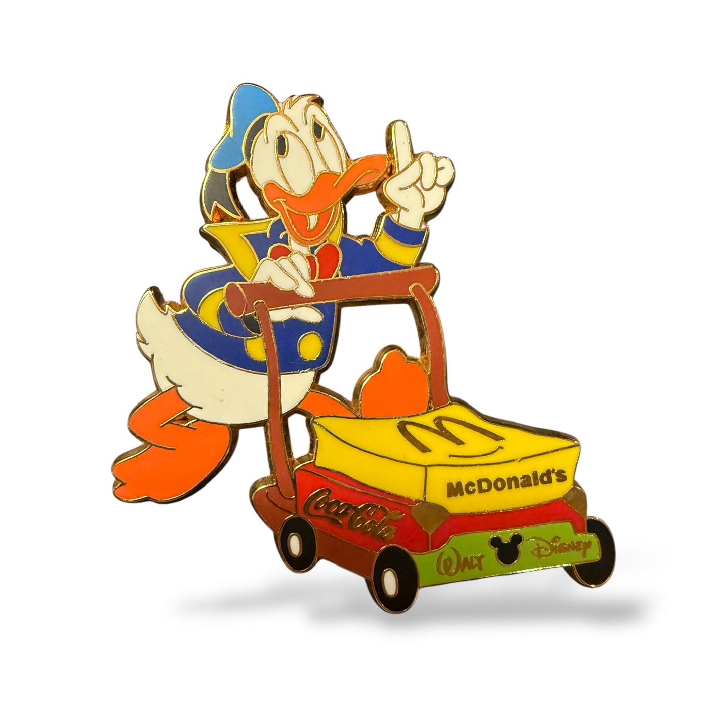 McDonald's Coca-Cola Donald Duck Pushing Cart Pin